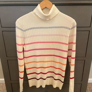 Talbots cream and striped turtleneck sweater, petite medium, new with tags